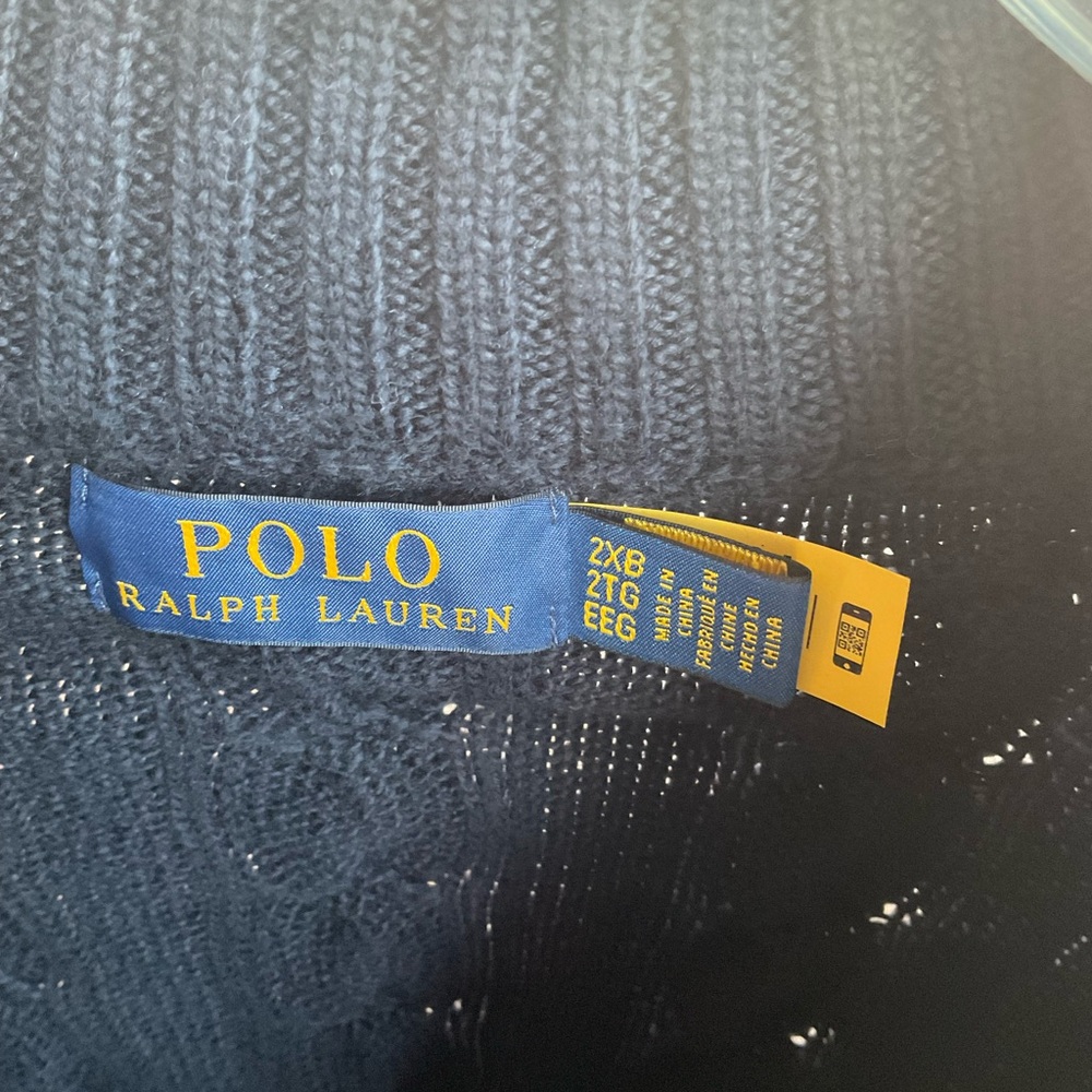 Polo Ralph Lauren Cable-knit Cotton Quarter Zip Sweater- Navy - Picture 5 of 8